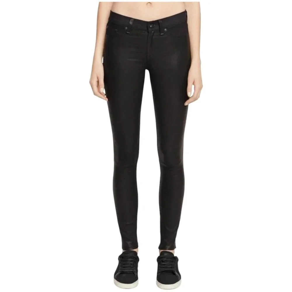 Rag & bone the legging in coated black Shimmer Stretch Jegging Women’s Size 24 - Picture 2 of 12